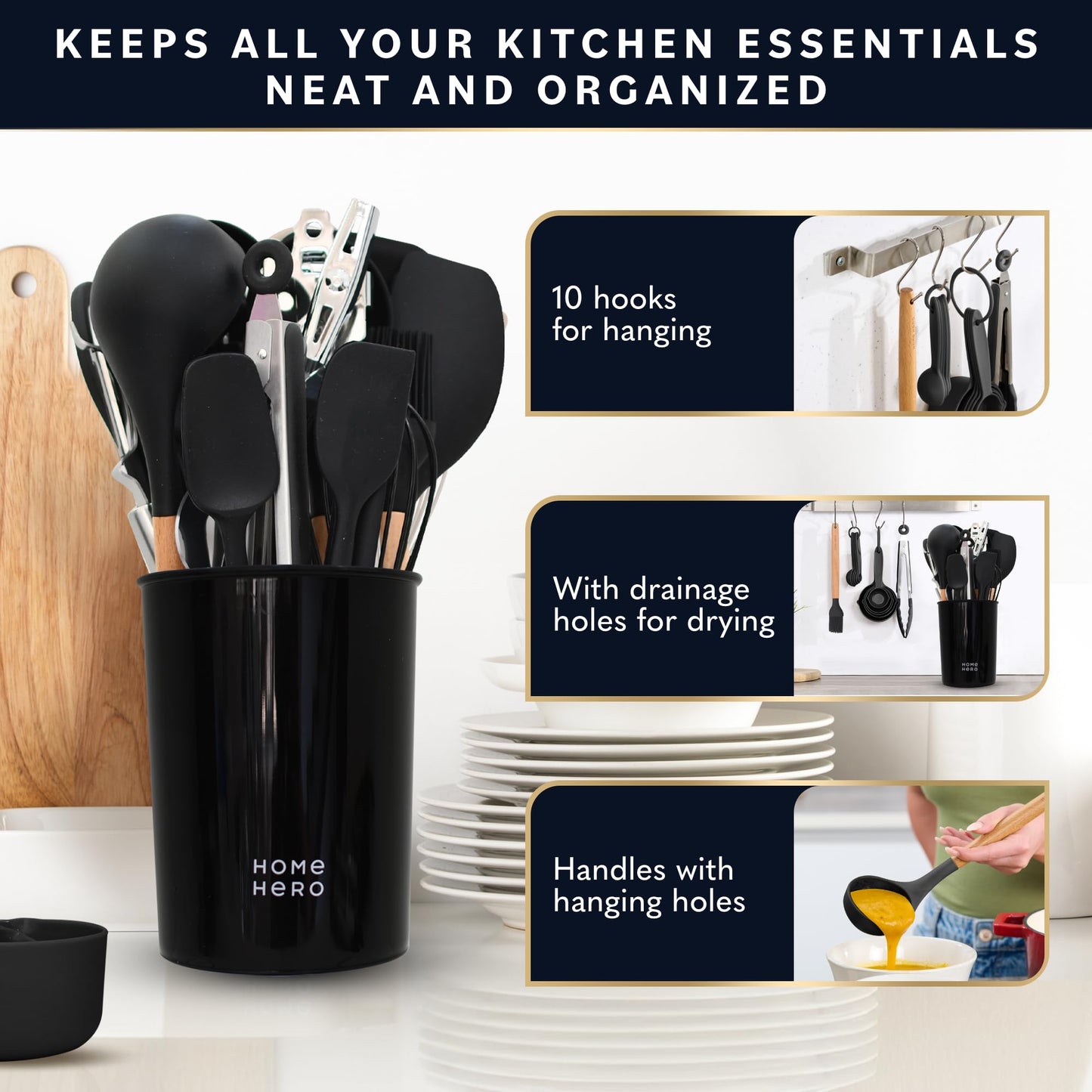 Home Hero 44-Piece Silicone Kitchen Utensil Set
