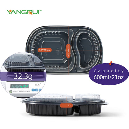 YANGRUI To Go Container, Shrink Wrap 35 Pack 21 oz Reusable Machine Washable Extra Thick BPA Free Meal Prep Containers Microwave Freezer Safe Leak Proof Take Out Containers