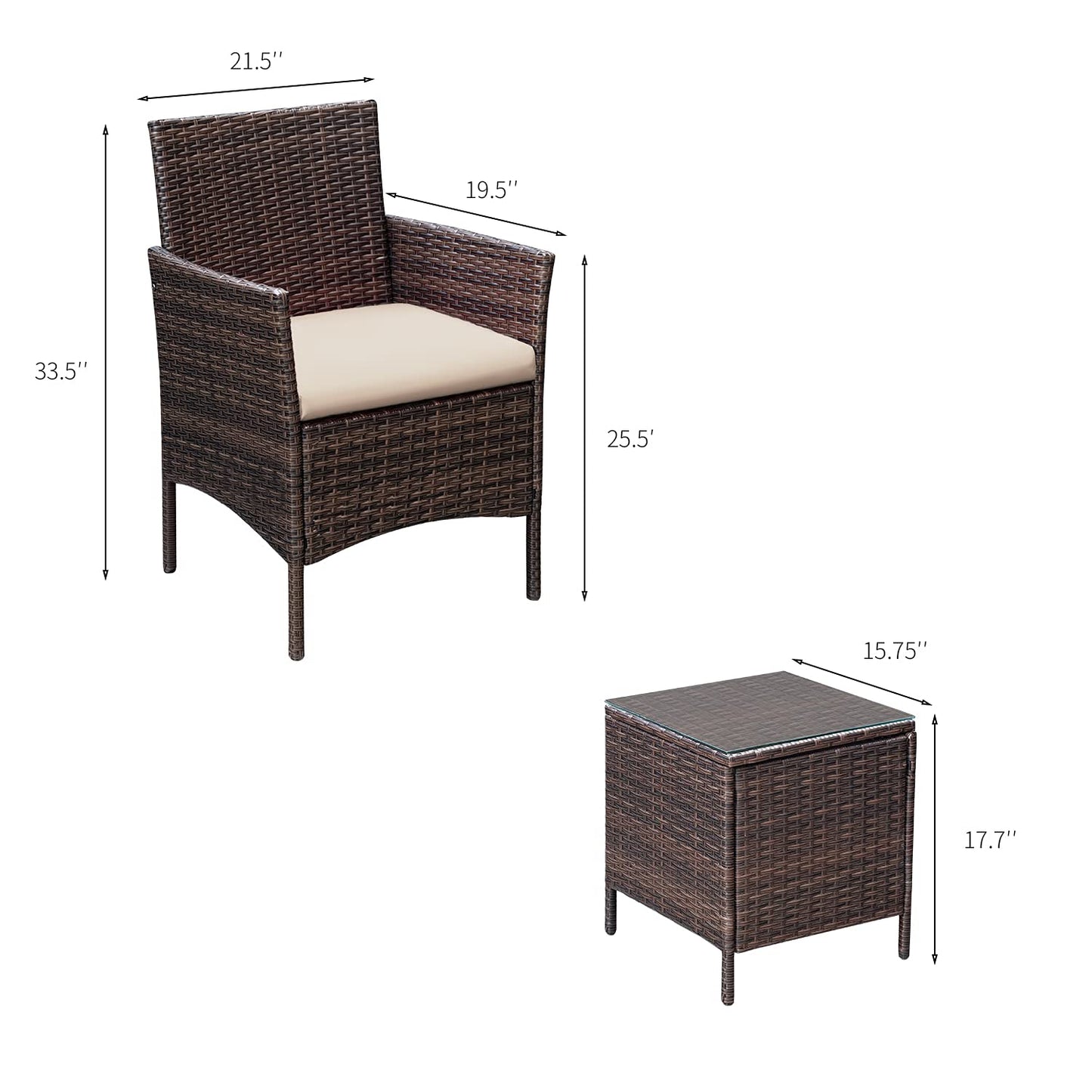 3-Piece Greesum Patio Furniture Set with Cushions