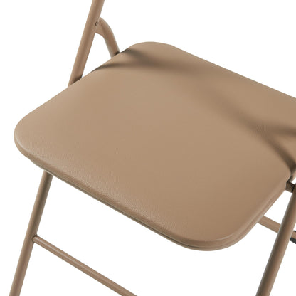 Panana Folding Chairs with Padded Cushion and Back, Metal Chairs for Home and Office,Indoor and Outdoor Foldable Chairs (Kahki, 6 Pack)