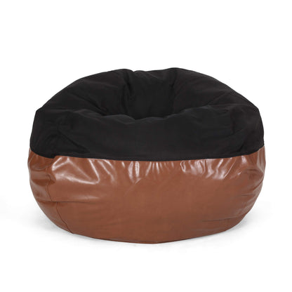 Christopher Knight Home Ohnstad Bean Bag, Black + Coffee Brown, Small