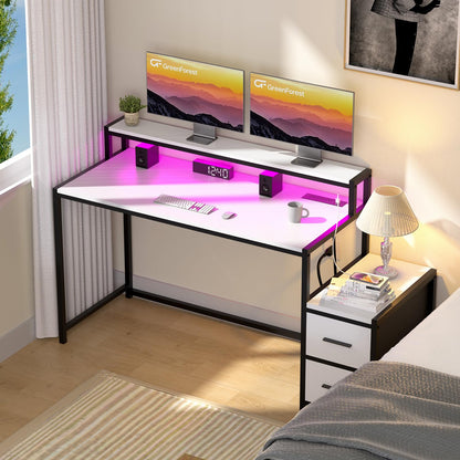 39.4 Inch Computer Desk with LED Light