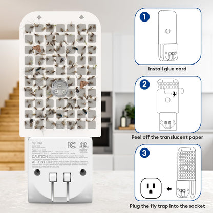 Flying Insect Trap, Mosquito Trap, Fruit Fly Traps for Indoors, 1 Device + 5 Glue Cards, Fly Traps Indoor for Home, Kitchen, Bedroom, Plant Area and Garage