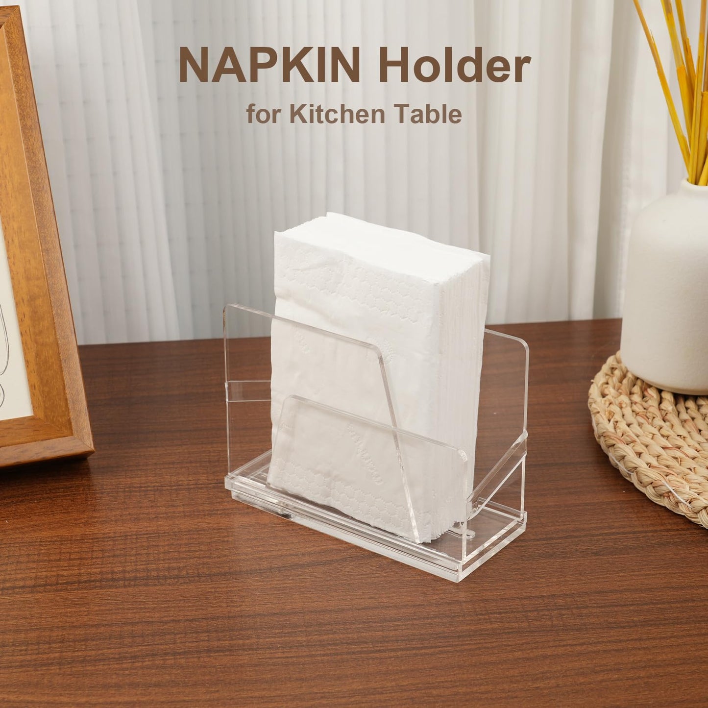 popbricks Acrylic Guest Towel Napkin Holder,Clear Paper Hand Towels Storage Tray Modern Buffet Napkin Caddy, WM109