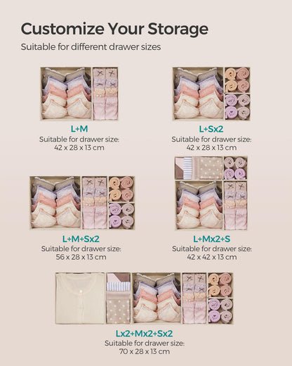 SONGMICS Foldable Drawer Organizer Set of 6
