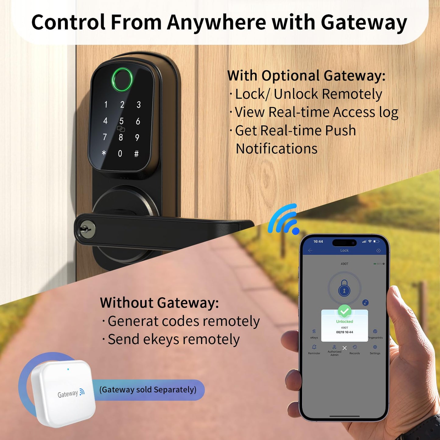 Smart Keyless Door Lock with Fingerprint & APP