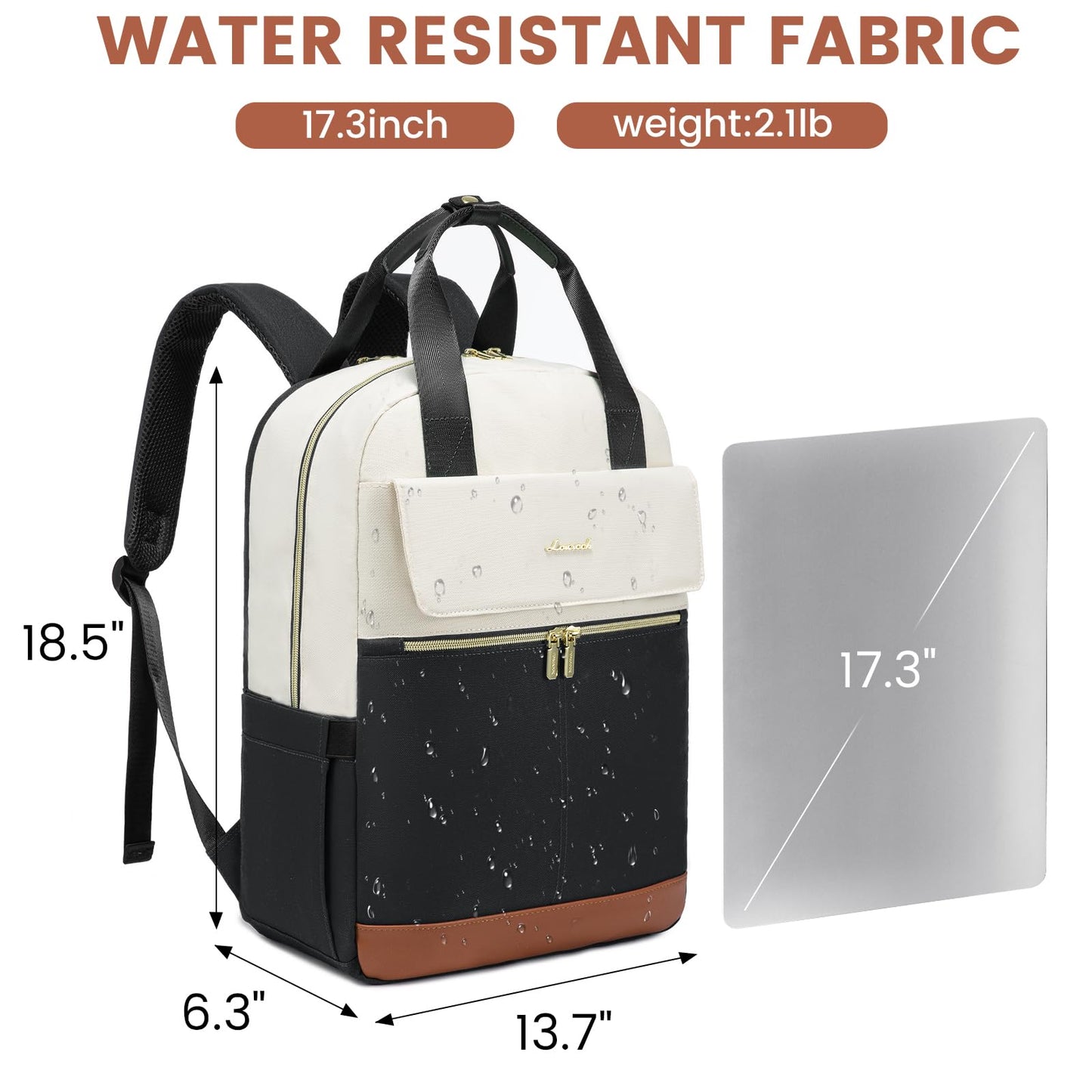 LOVEVOOK Laptop Backpack for Women, 17.3inch Laptop Bag with USB Port, Waterproof Travel Work Backpack Purse, Anti-Theft Backpacks Casual Computer Daypack Nurse Teacher Bag