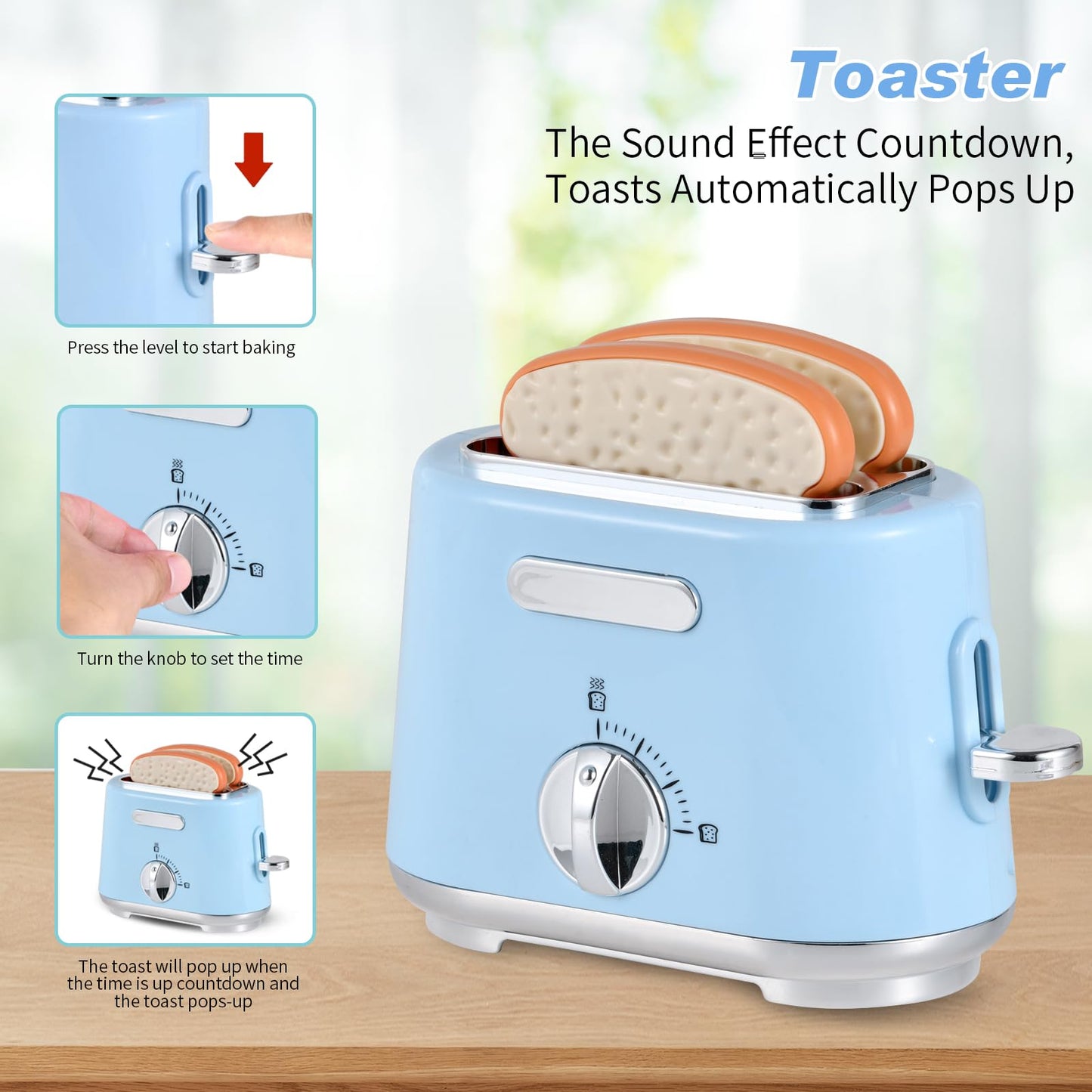 Kids Kitchen Appliances Toy Set with Light & Sound