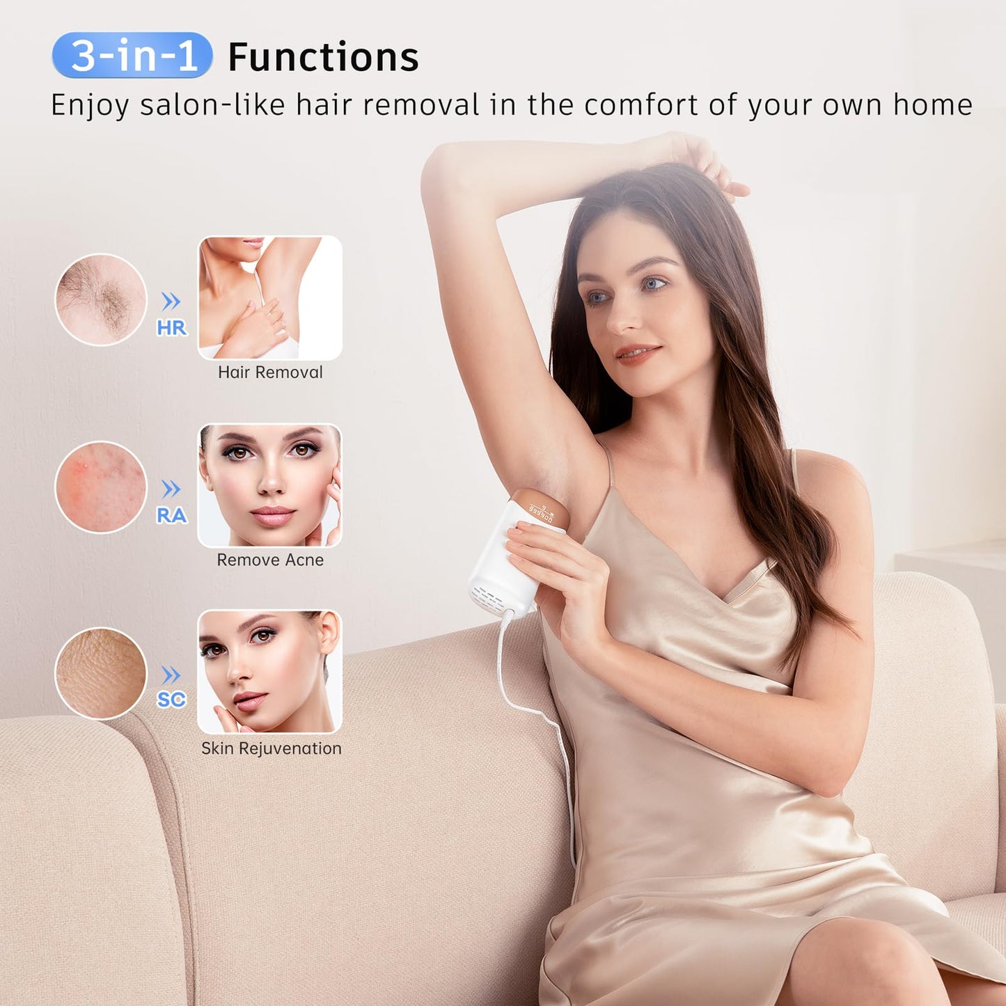 Painless IPL Laser Hair Removal Device with Cooling