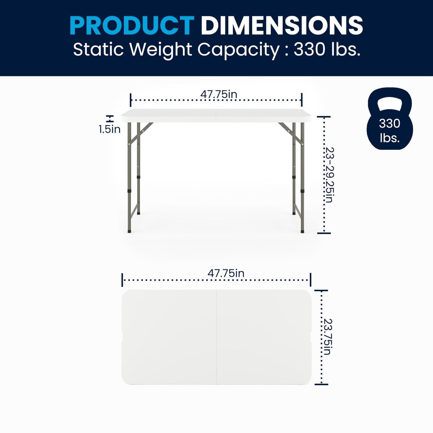 4' Folding Event Table with Adjustable Legs