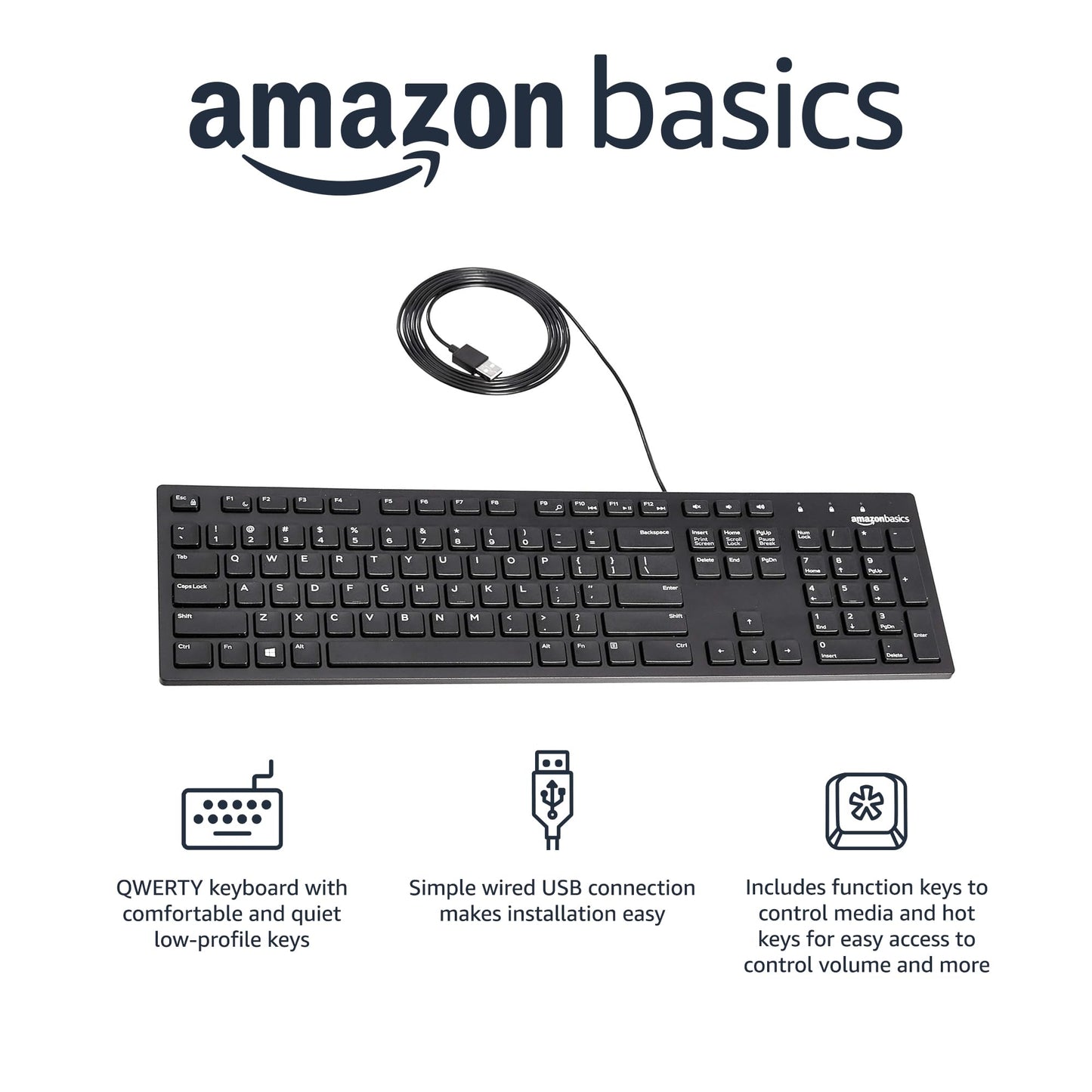 Amazon Basics Full-Sized Wired QWERTY Keyboard
