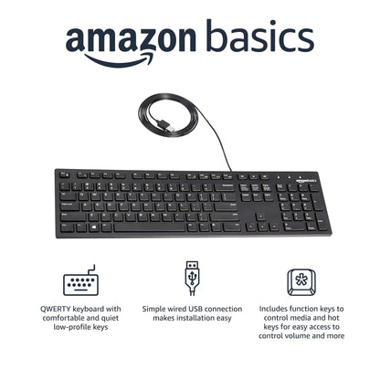 Amazon Basics Full-Sized Wired QWERTY Keyboard