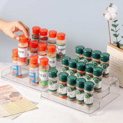 CherHome 2PCS Spice Rack Organizer，3-Tier Spice Organizer for Cabinet，Set of 2 Kitchen Countertop and Cabinet Seasoning Organizer (2 Pieces)