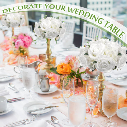 Zeyune 6 Pcs Wedding Centerpiece Table Decorations Artificial Flowers Rose Balls for Centerpieces Gypsophila Hydrangea White Flowers Floral Arrangements for Wedding Birthday Party (Rose Hydrangea)