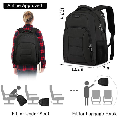 Liokesa Laptop Backpack for Men Women, School Backpacks for Teen Boys Girls, Black Backpack with USB Charging Port, 15.6 Inch Water Resistant College Bookbag Daypack