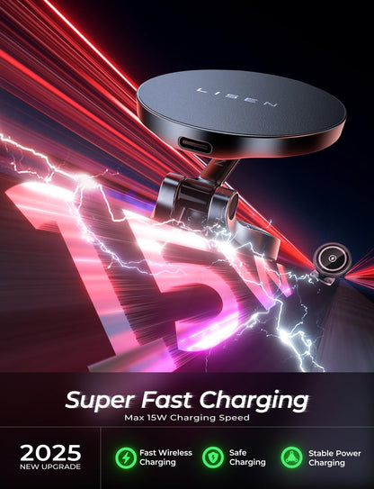 15W Magnetic Wireless Car Charger by LISEN