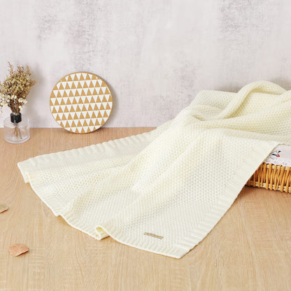 mimixiong Baby Blanket Knit Toddler Blankets for Boys and Girls Ivory 40x30 Inch