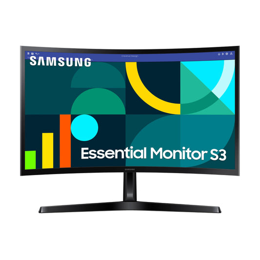 SAMSUNG 24" Essential S3 (S36GD) Series FHD 1800R Curved Computer Monitor, 100Hz, Game Mode, Advanced Eye Comfort, HDMI and D-sub Ports, LS24D366GANXZA, 2024