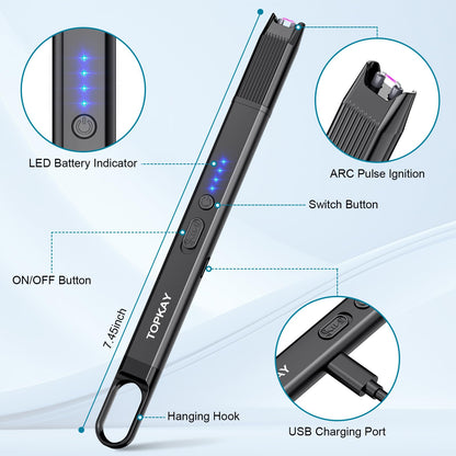 2 Pack Electric USB Candle Lighter for BBQ