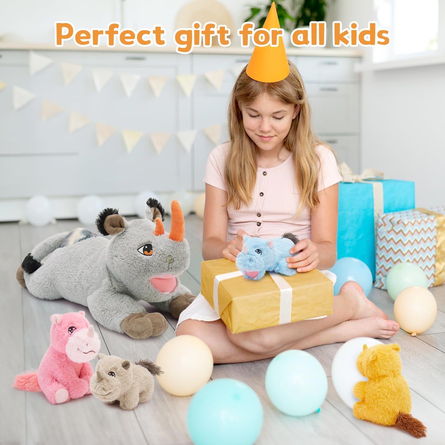 Rhino Stuffed Animal Plush with Baby Rhinos Inside