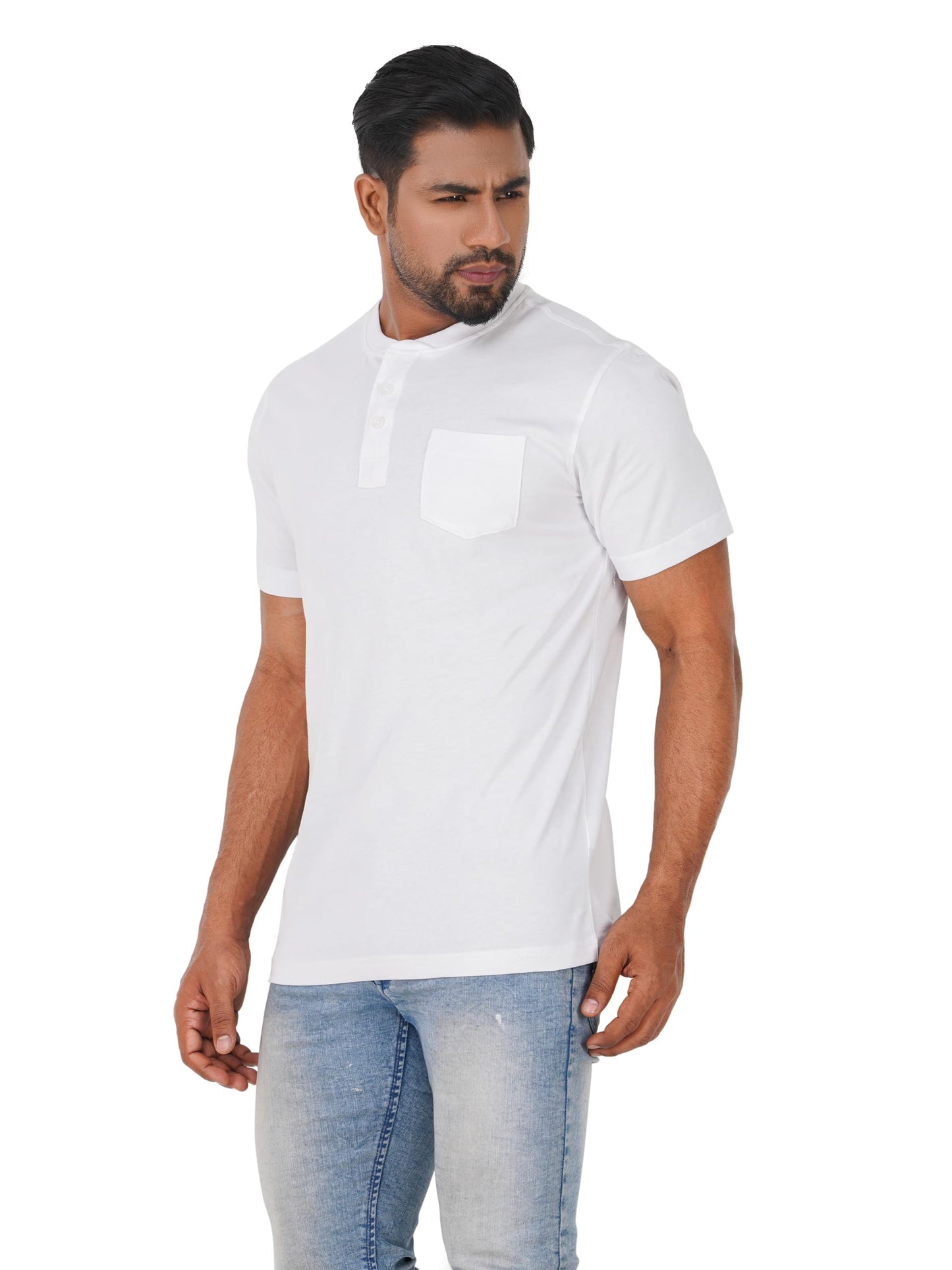 VAST HORIZON Men's Cotton Pocket T-Shirt - White