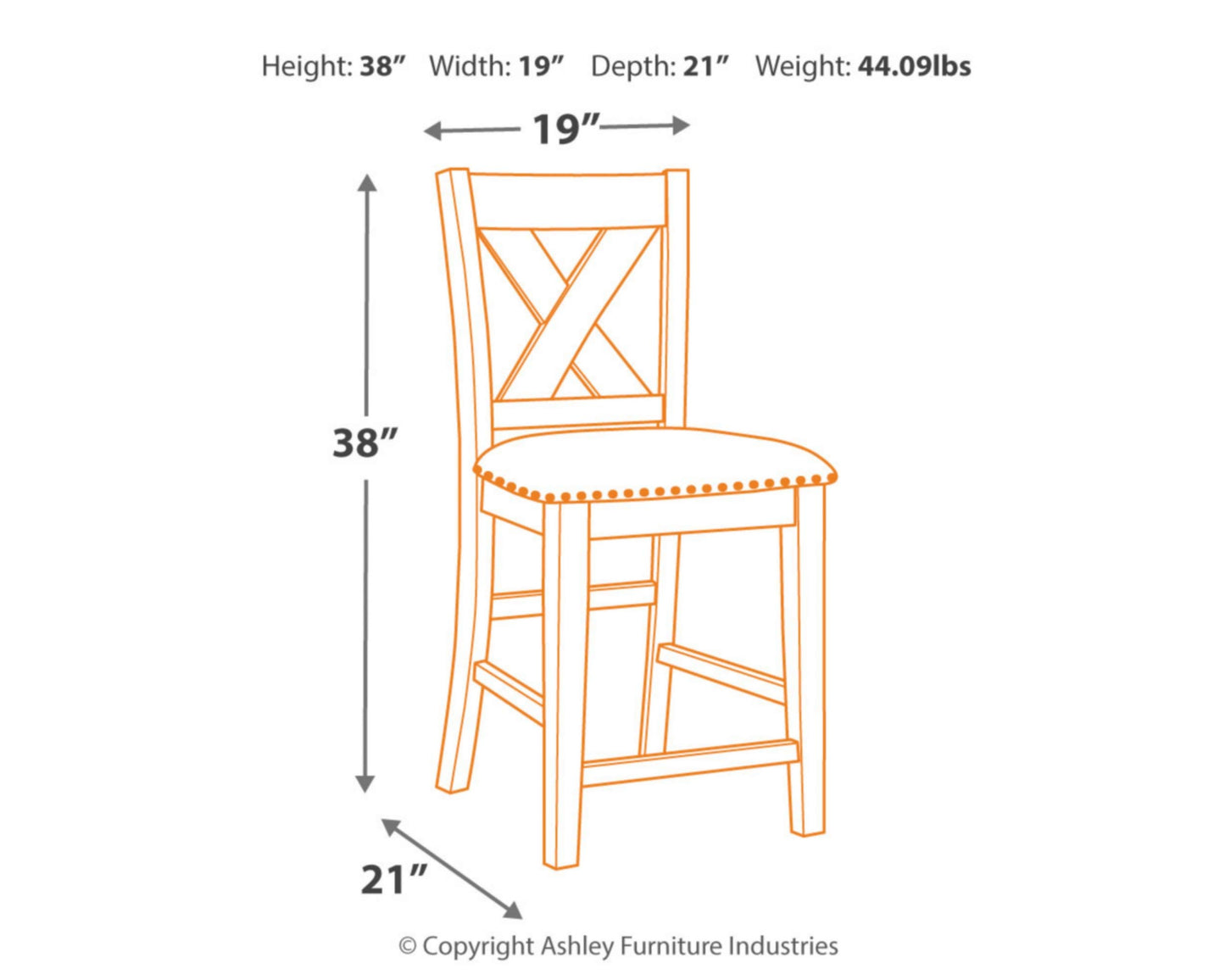 Signature Design by Ashley Caitbrook Rustic 24.63" Counter Height Upholstered Barstool, Set of 2, Gray