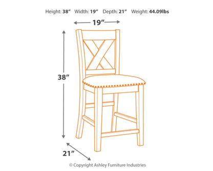 Signature Design by Ashley Caitbrook Rustic 24.63" Counter Height Upholstered Barstool, Set of 2, Gray