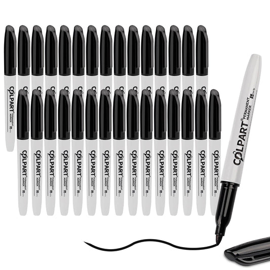 Permanent Markers Fine Tip Black 30 Pack