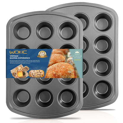 Wokic Nonstick 12-Cup Muffin Pan for Baking