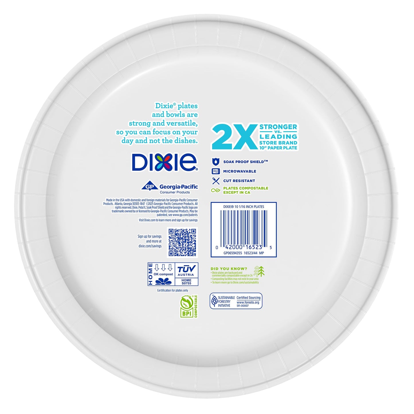204 Count Dixie Disposable Paper Plates, 10 Inch