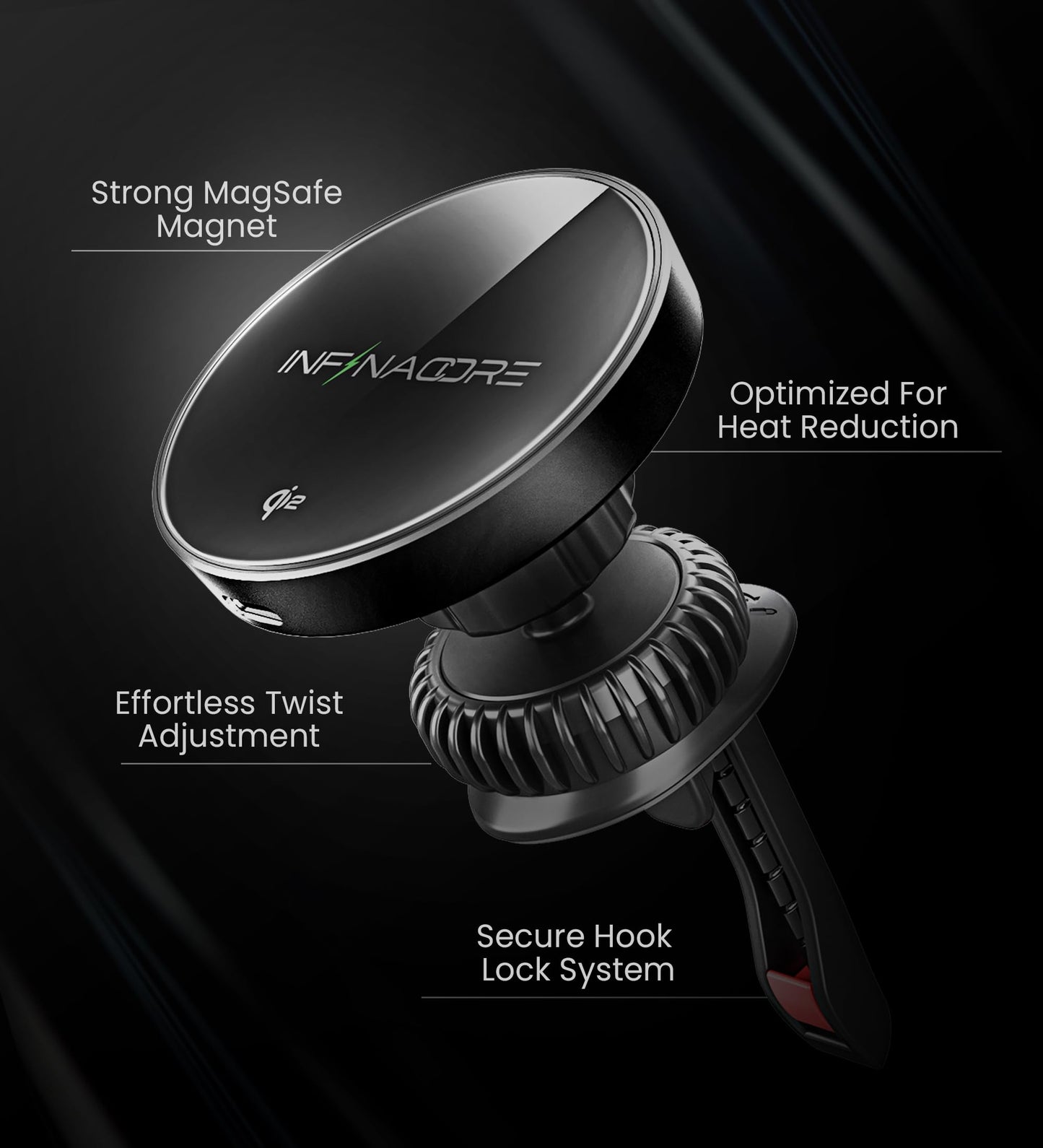 15W MagSafe Wireless Car Charger by InfinaCore