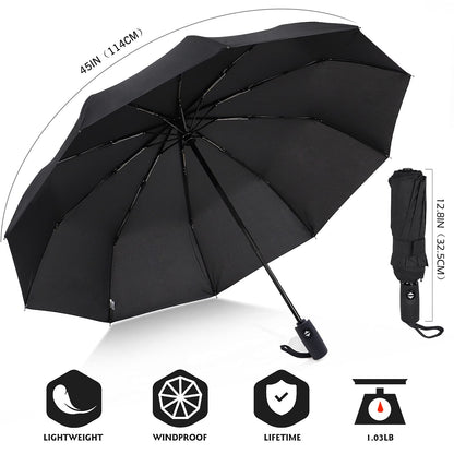 ZOMAKE Compact Windproof Travel Umbrella - Black