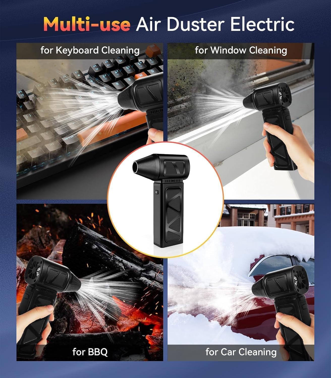 YUHUO Cordless Electric Air Duster with Turbo Fan