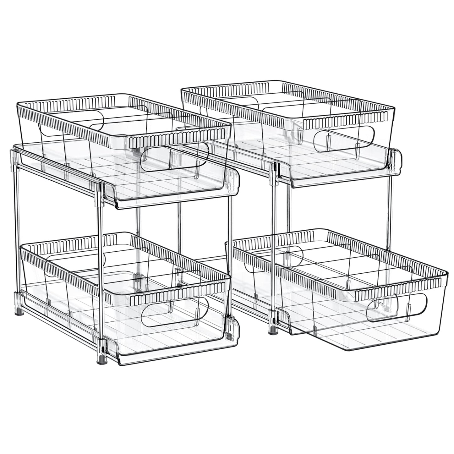 YOOMIDDA Bathroom Storage Organizer with Dividers, 2 Tier Multi-Purpose Kitchen Under Sink Organizers and Storage Slide-Out, Closet Organization, Kitchen Pantry Cabinet Medicine Bins