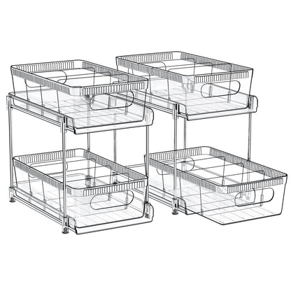 YOOMIDDA Bathroom Storage Organizer with Dividers, 2 Tier Multi-Purpose Kitchen Under Sink Organizers and Storage Slide-Out, Closet Organization, Kitchen Pantry Cabinet Medicine Bins