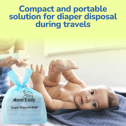 MOM EASY 600 Count Disposable Diaper Bags, 8 x 15 Inch, Unscented, Double Seamed, With Tie Handles, For Baby Waste