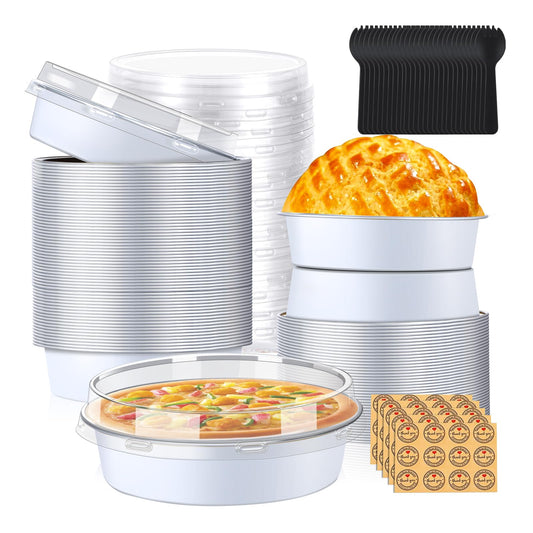 50 Pcs Aluminum Mini Tart Pans with Lids
