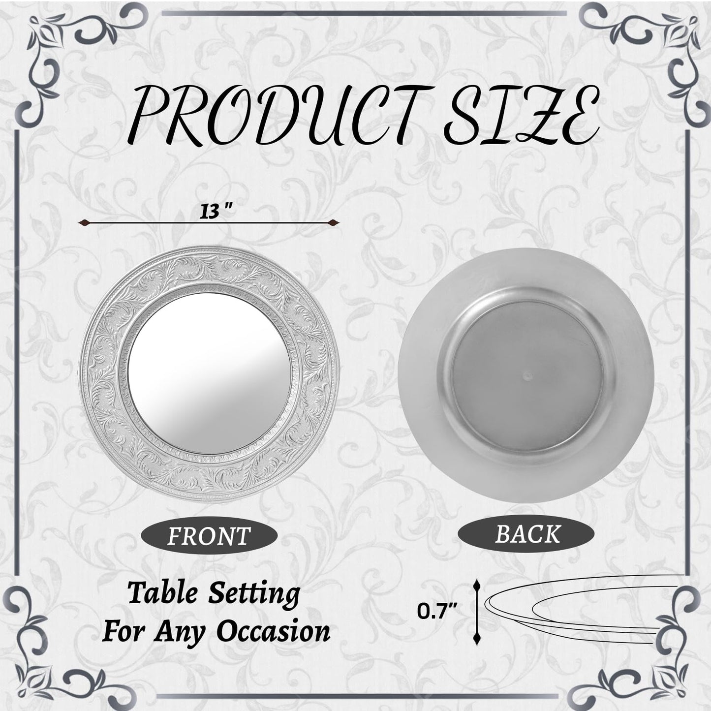 Silver Charger Plates Set of 6 for Weddings