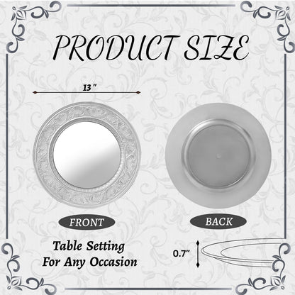 Silver Charger Plates Set of 6 for Weddings