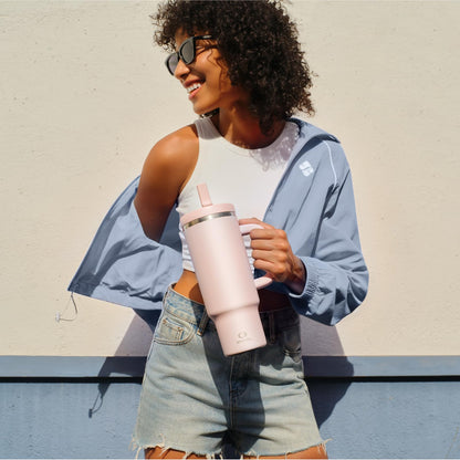 40 oz Insulated Tumbler with Handle and Straw