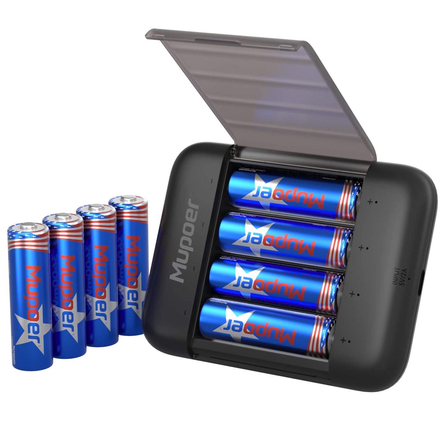 Rechargeable AA Lithium Batteries 8 Count with Box