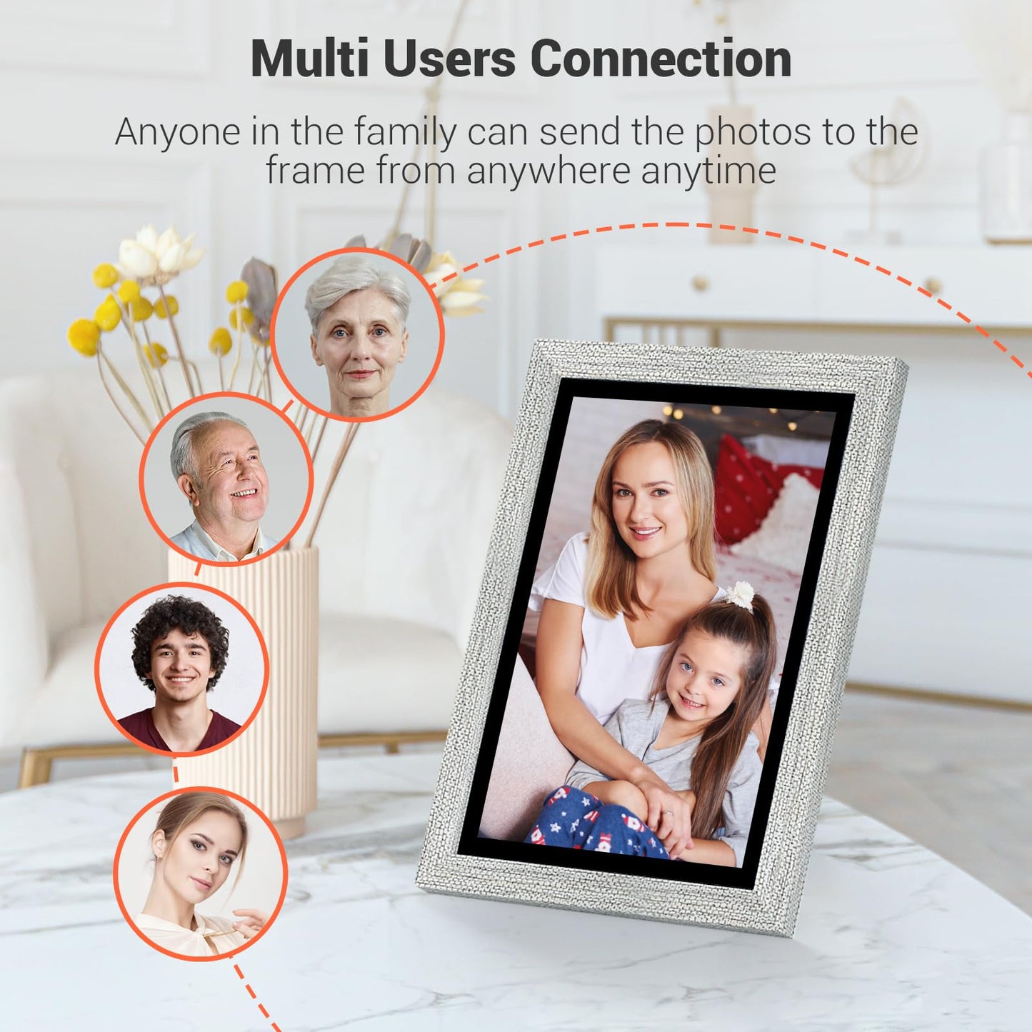 10.1 Inch WiFi Digital Picture Frame, IPS Touch Screen Smart Cloud Photo Frame with 16GB Storage, Auto Rotate, Wall Mountable, Easy Setup to Upload Photos/Videos via FRAMEO App (Wooden)