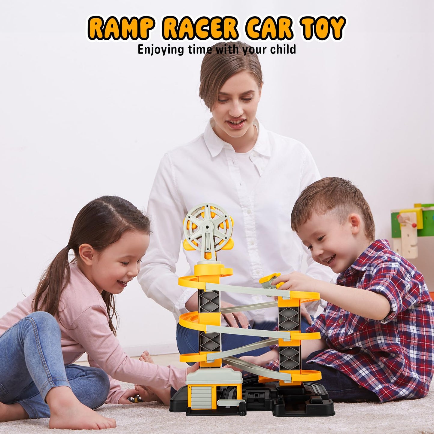 Kids Toys Race Tracks Toy for 3 4 5 6 7 8 Year Old Boys Girls, 2 PCS Truck Car and Flexible Track Play Set Create A Engineering Road Games Toddler Best Gifts (SY-006)