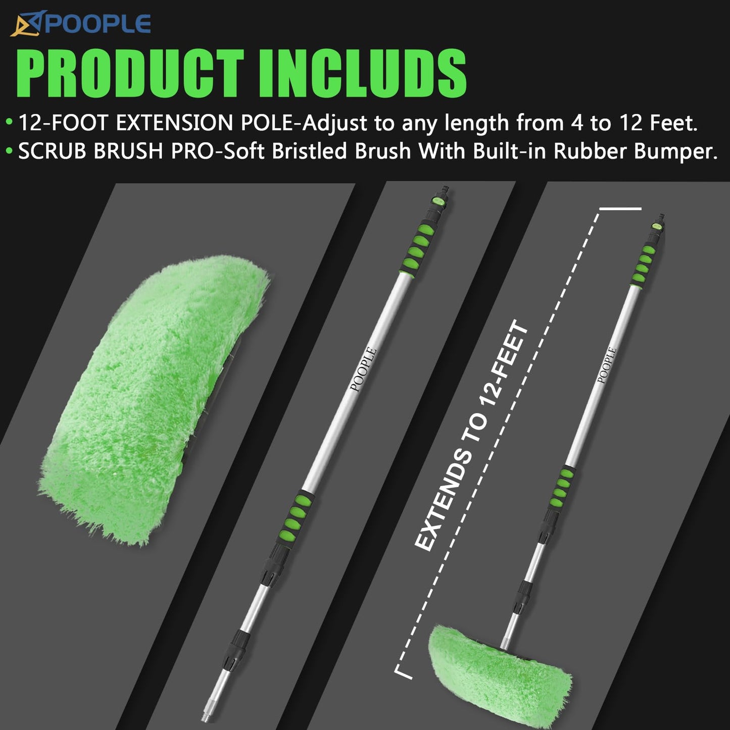 11' Car Wash Brush with Flow-Thru Bristles