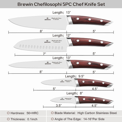 Brewin 5-Piece Japanese Chef Knife Set