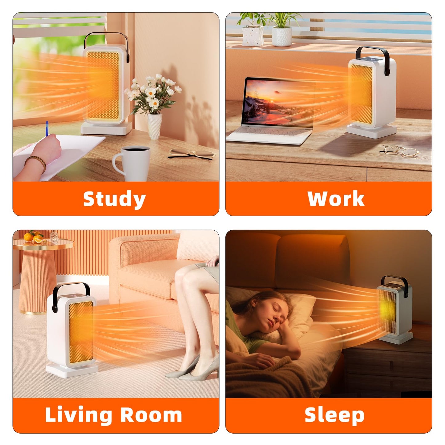 Small Space Heater Portable Desk Heater with 2s Instant Warmth