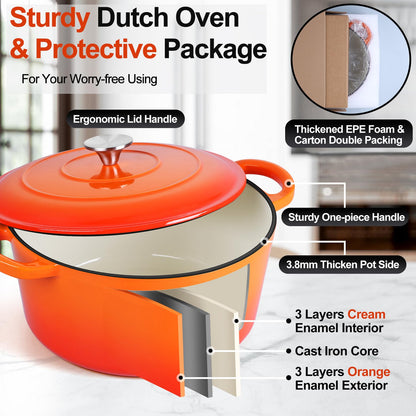 6QT Enameled Cast Iron Dutch Oven Pot