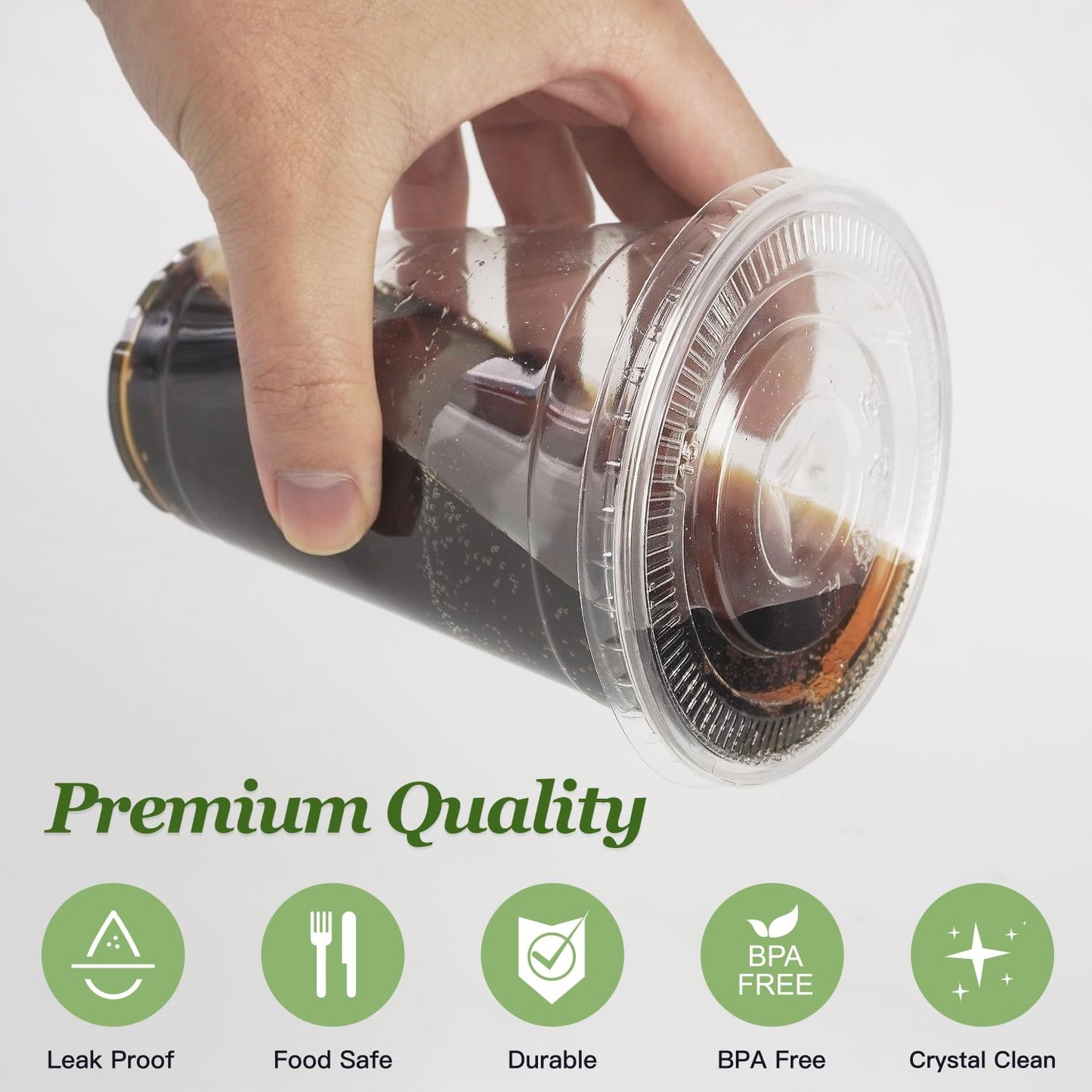 100 Pack Clear Plastic Cups with Lids and Straws