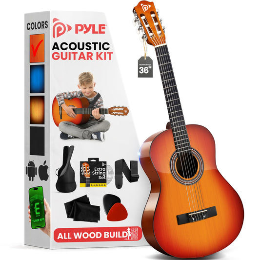 Pyle 3/4 Acoustic Guitar Kit for Kids & Adults