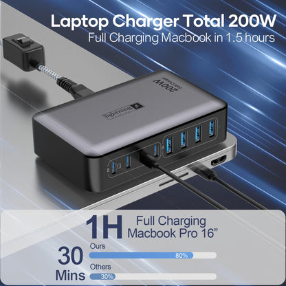 200W USB C Fast Charger Station with 8 Ports